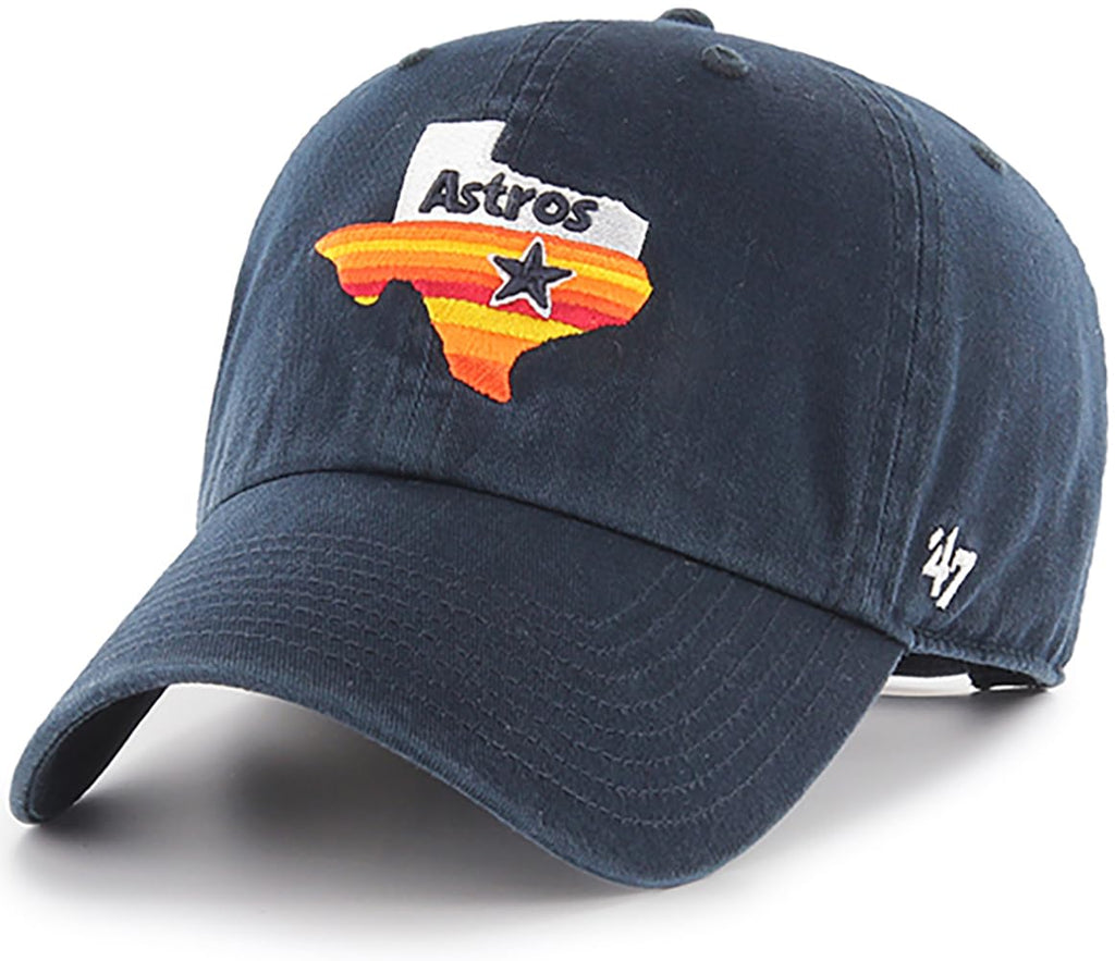 47 Brand MLB Cooperstown Primary Logo Clean Up Adjustable Baseball Cap Hat, Adult One Size Fits All - Houston Astros Navy