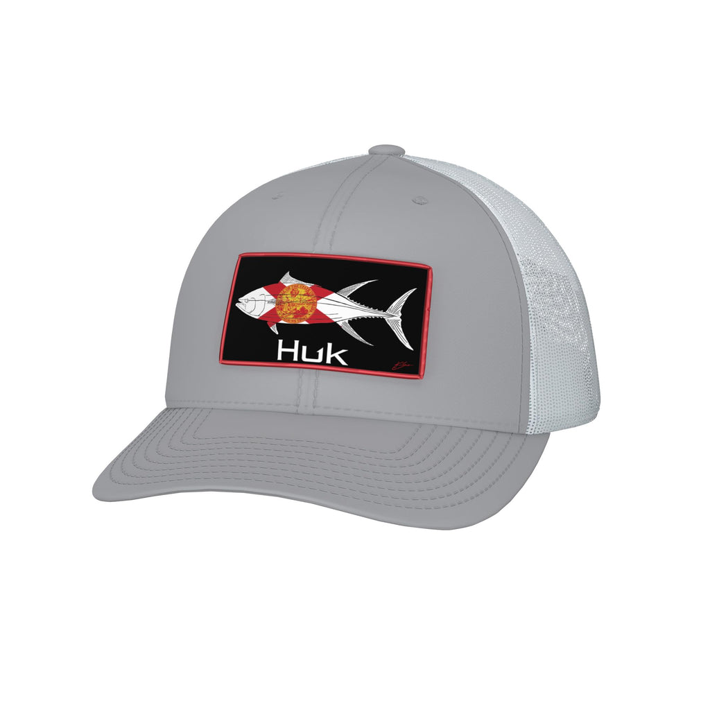 HUK KC Scott Trucker, Anti-Glare Snapback Fishing Hat for Men, State of Florida-Harbor Mist