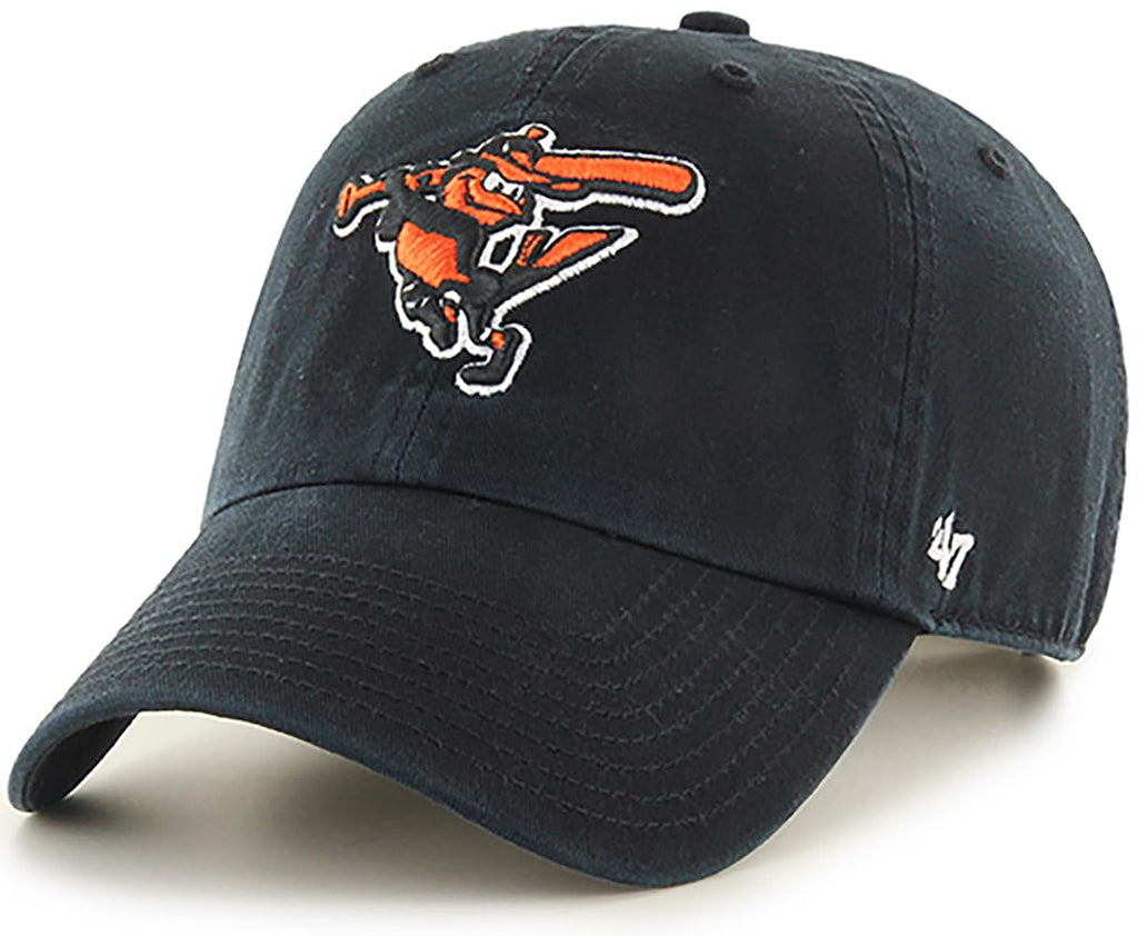 47 Brand MLB Cooperstown Primary Logo Clean Up Adjustable Baseball Cap Hat, Adult One Size Fits All - Baltimore Orioles Black