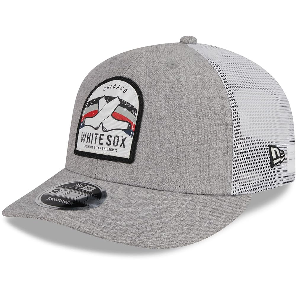 New Era Chicago White Sox 9FIFTY Cooperstown Old School Vintage Trucker Snapback Cap, Adjustable Hat, Grey