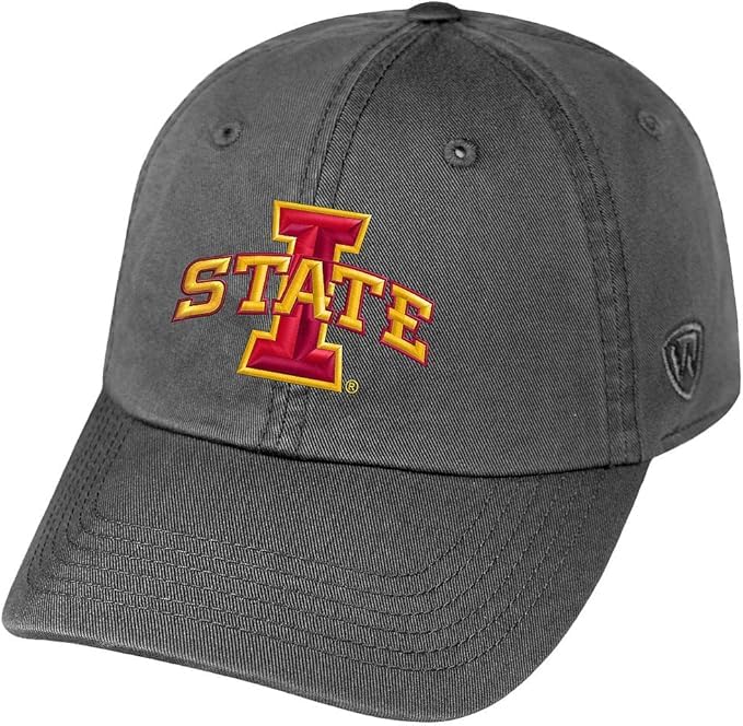 Collegiate Hats - Fitted Caps Adjustable Hats and Snapbacks Available (Adjustable Hat, Iowa State Charcoal)