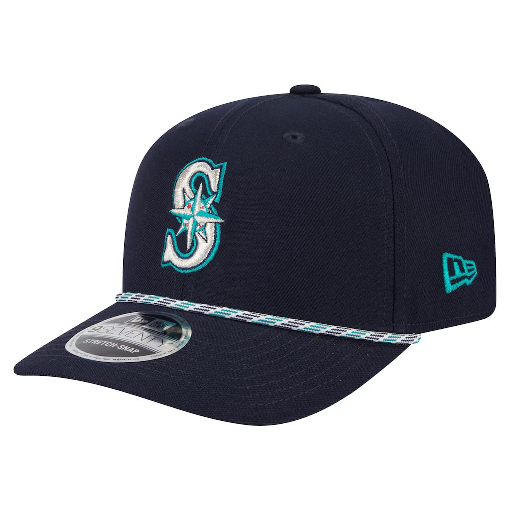New Era Unisex-Adult MLB Team Color Gameday Multi Rope 9SEVENTY Baseball Stretch Adjustable Snapback Hat One Size Fits All - Navy - Seattle Mariners