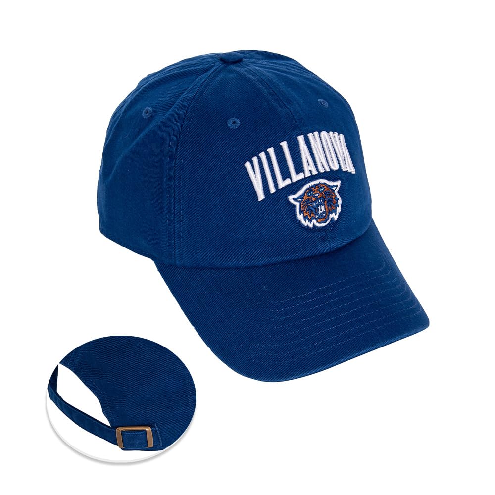Desert Cactus Villanova University Baseball Hat VU Wildcats Brimmed Embroirderd Hats Cap Adjustable Cloth Strap Adult (Style D1) Blue