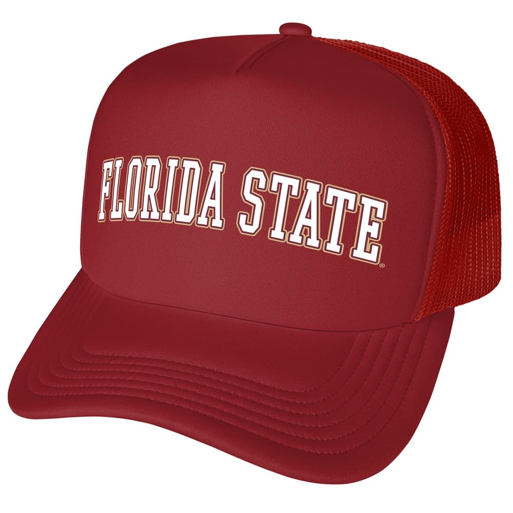Campus Lab Official Florida State University Distressed School Name Foam Snapback Trucker Hat - Unisex for Men and Women