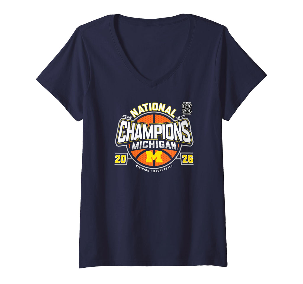 Women's Michigan Wolverines National Champs 2026 Men's Basketball V-Neck T-Shirt