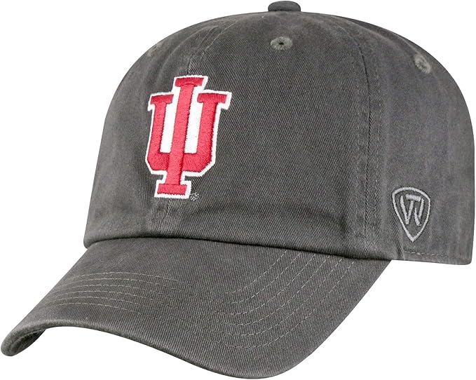 Collegiate Charcoal Team Logo Adjustable Hats (US, Alpha, One Size, Indiana)