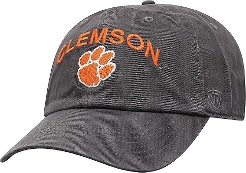 Collegiate Charcoal Team Arch Adjustable Hats (US, Alpha, One Size, Clemson)