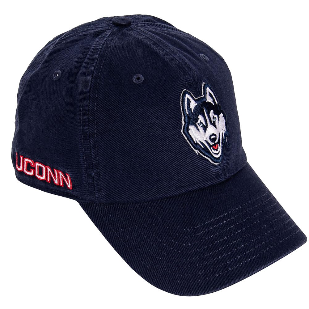 Desert Cactus University of Connecticut UConn Baseball Hat Huskies Brimmed Embroidered Hats Cap Adjustable Cloth Strap Adult (Style D1) Blue
