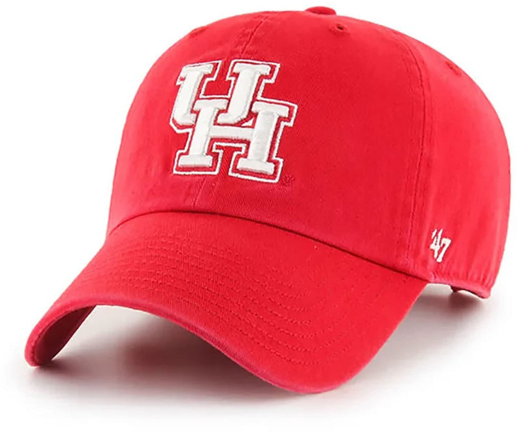 47 Houston Cougars Mens Womens Clean Up Adjustable Strapback Red White Logo Hat