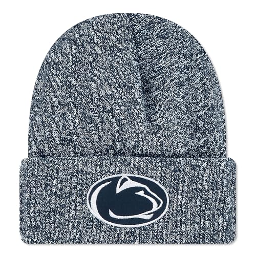 Legacy NCAA Officially Licensed Ribbed Knit Cuff Beanie, Penn State Nittany Lions, Unisex, Navy Marled, One Size Fits Most