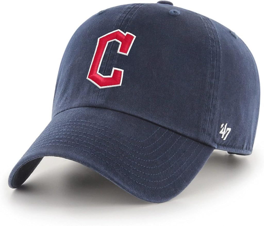 47 MLB Unisex-Adult Alternate Color Clean Up Adjustable Hat Cap - One Size (US, Alpha, One Size, Cleveland Guardians - Navy Alternate)