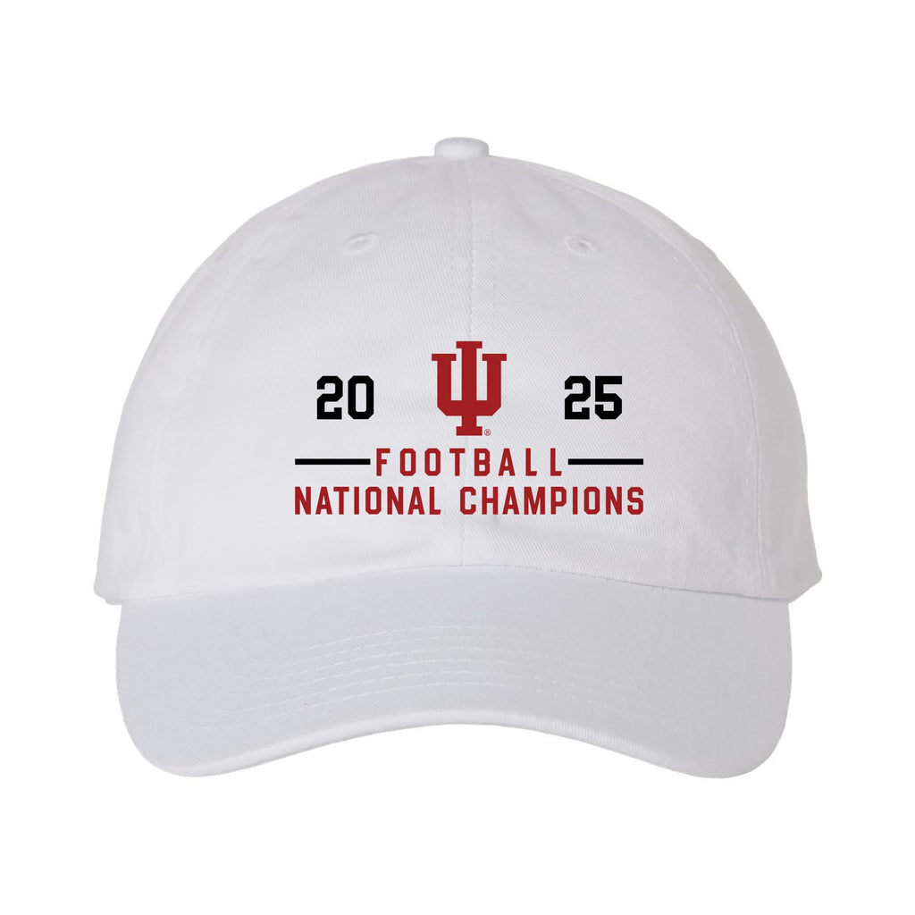 UGP Campus Apparel HT950G - Indiana Hoosiers 2025 Football Champions Simple Path Bio-Washed Classic - CFP Dad Hat - One Size - White