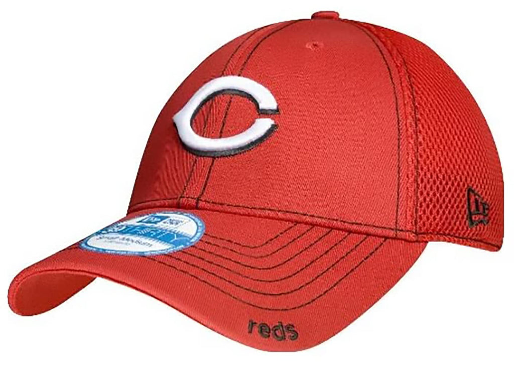 New Era MLB 39Thirty Neo Team Color Primary Logo Strech Fit Flex Baseball Cap Hat - Cincinnati Reds Red - Medium-Large