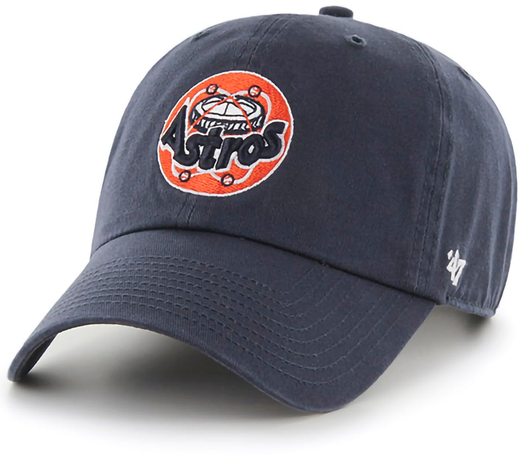 47 Brand MLB Cooperstown Primary Logo Clean Up Adjustable Baseball Cap Hat, Adult One Size Fits All - Houston Astros Navy