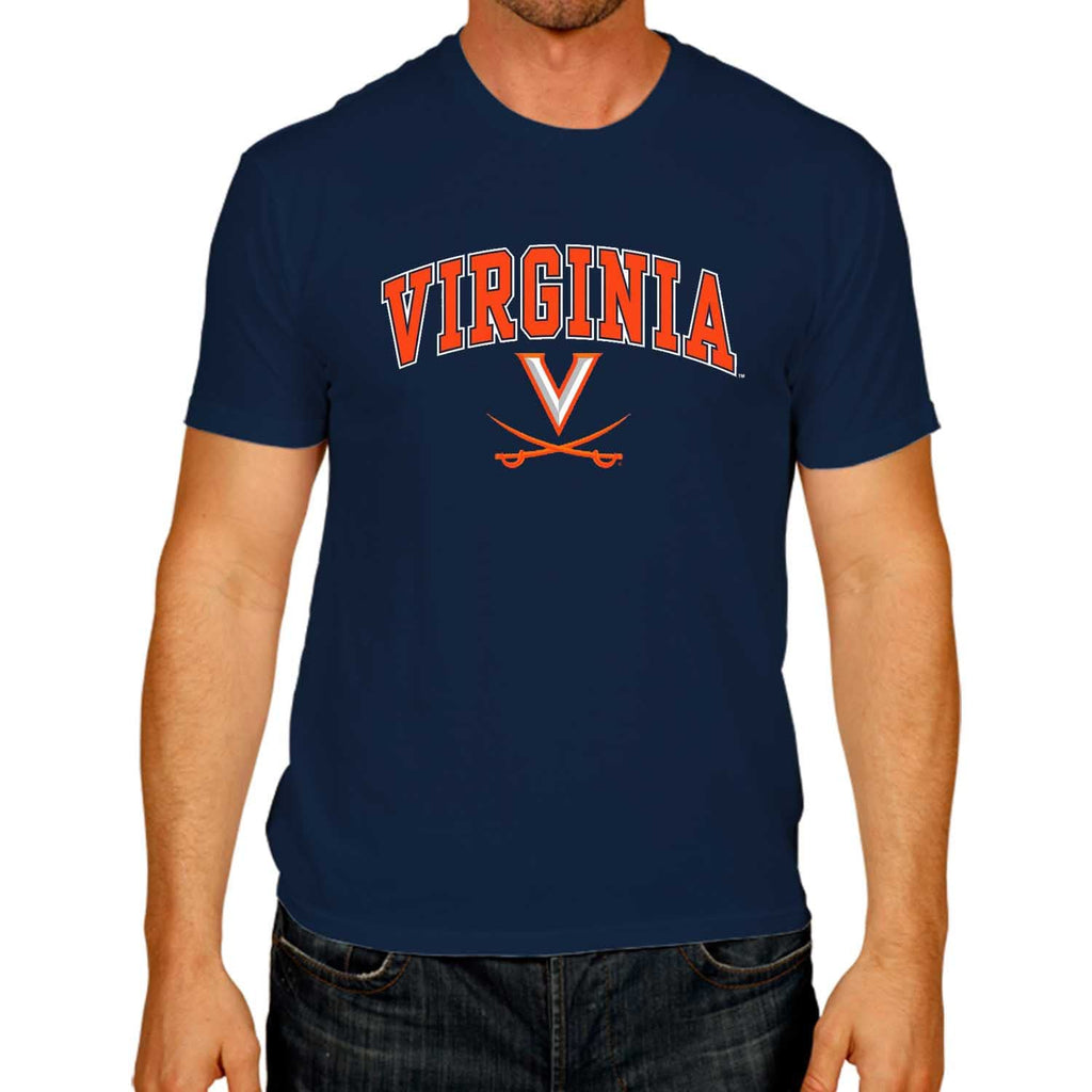 Campus Colors NCAA Adult Gameday Cotton T-Shirt - Premium Quality - Semi-Fitted Style - Officially Licensed Product (Virginia Cavaliers - Navy, Large)