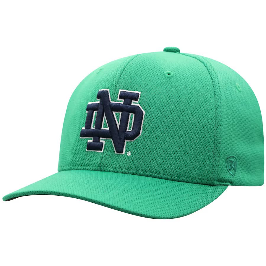 Campus Hats Notre Dame Fighting Irish Kelly Green Phenom Top Mens/Womens One-Fit Flex Fitted Hat/Cap Size Medium/Large 7 1/8, 7 1/4, 7 3/8, 7 1/2