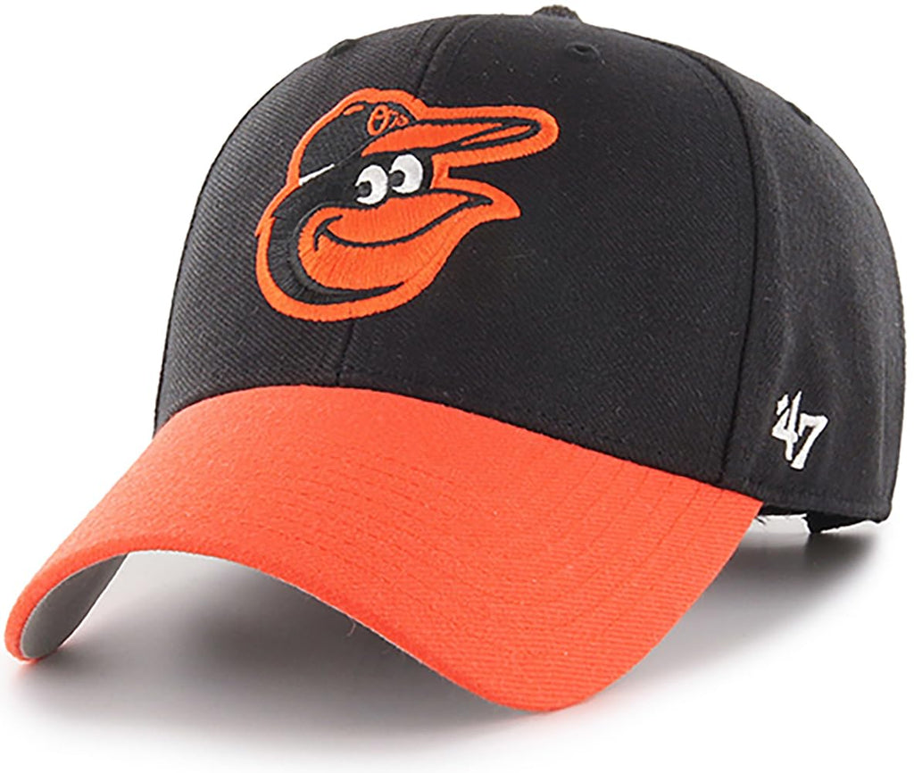 47 Brand MLB Two Tone Primary Logo MVP Adjustable Structure Baseball Cap Hat, Adult One Size Fits All - Baltimore Orioles Black Orange