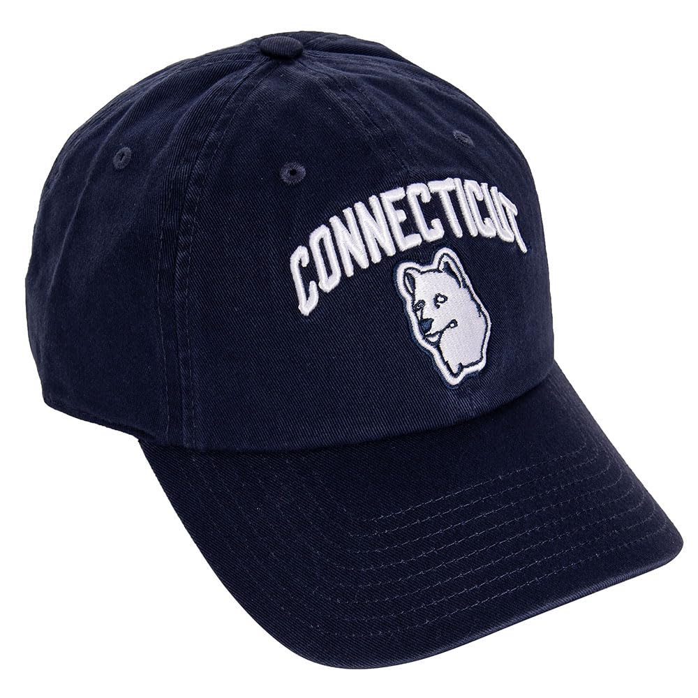 Desert Cactus University of Connecticut UConn Baseball Hat Huskies Brimmed Embroidered Hats Cap Adjustable Cloth Strap Adult (Style P1 Vintage) Blue