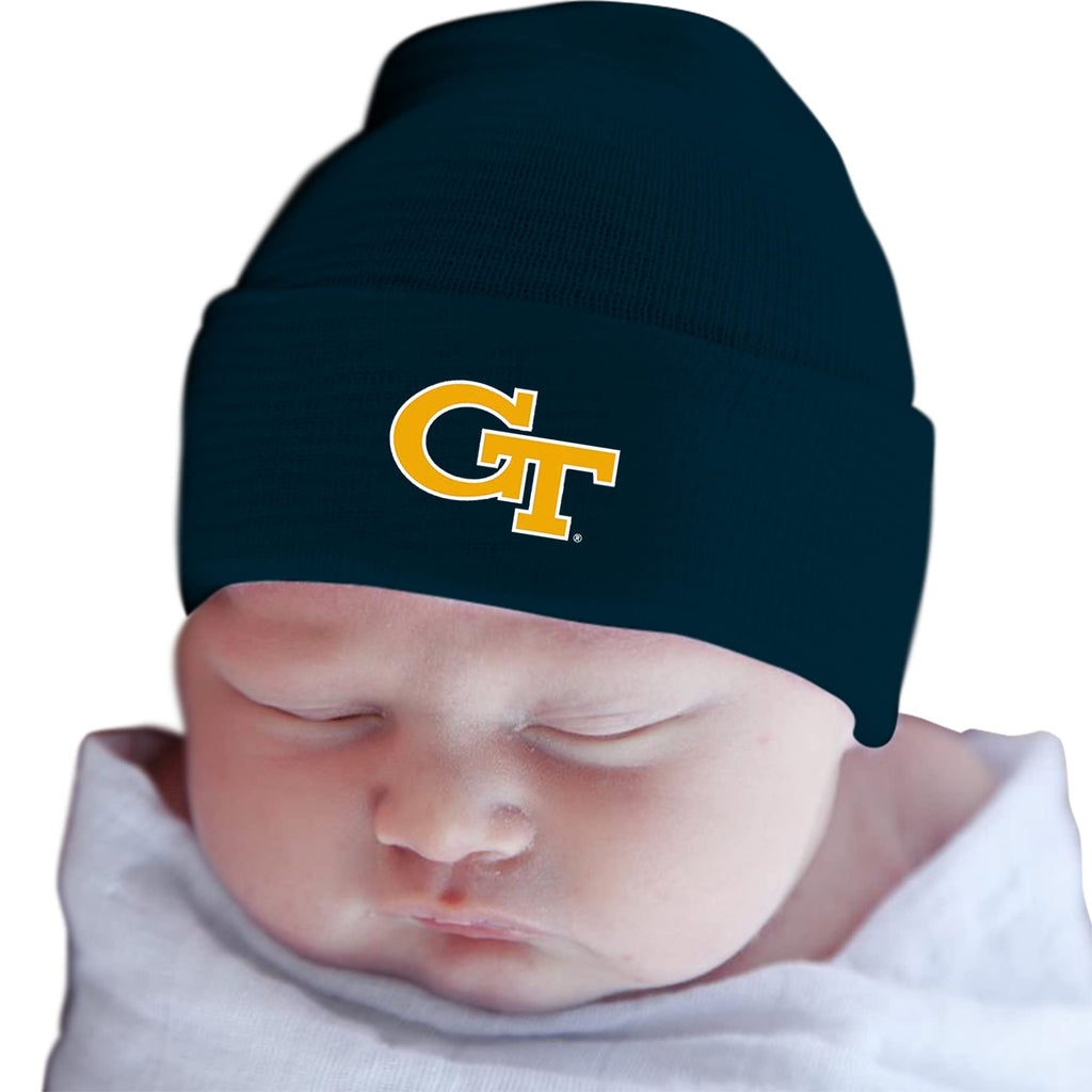 Two Feet Ahead Georgia Tech Yellow Jackets Team Baby Hat for Boys and Girls-Softly Knitted Infant Baby Beanie (Georgia Tech Yellow Jackets Team)