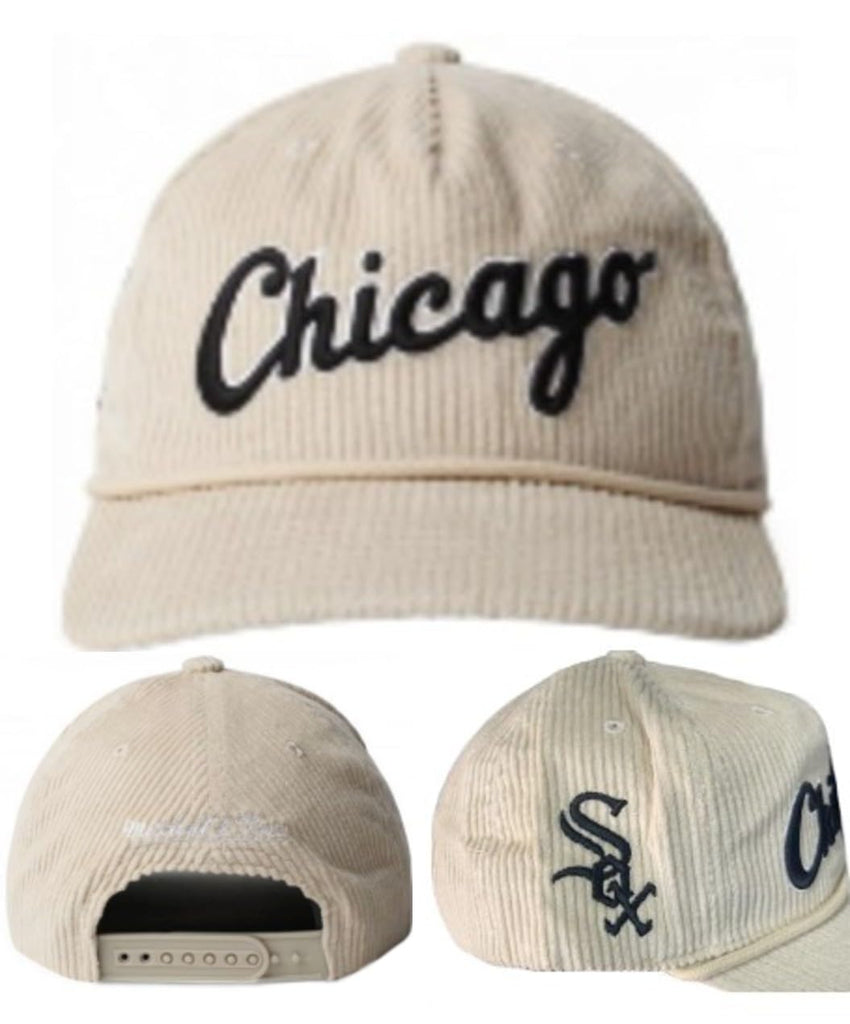 Mitchell & Ness Chicago White Sox New Cordy Deadstock Cream Snapback Hat Cap (US, Alpha, One Size, Off White, Chicago White Sox)