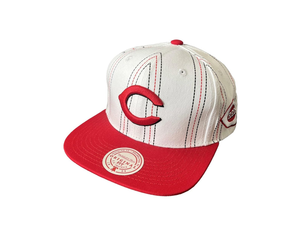 Mitchell & Ness Cincinnati Reds Triplin Snapback Hat Cap - White