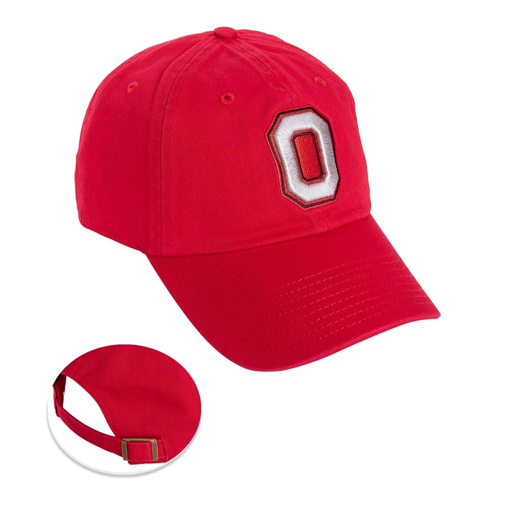 Desert Cactus The Ohio State University Baseball Hat OSU Buckeyes Brimmed Embroidered Hats Cap Adjustable Cloth Strap Adult (Style C1) Red