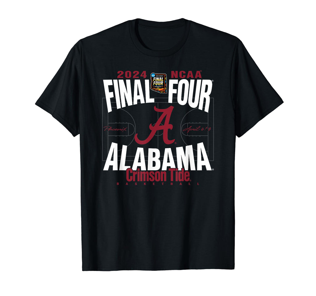 Alabama Crimson Tide Final Four 2024 Basketball Court Black T-Shirt