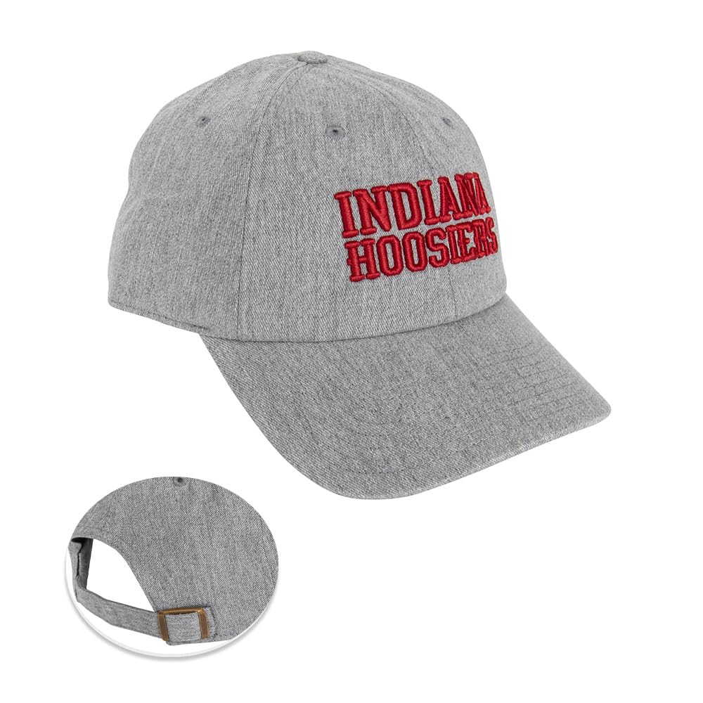 Desert Cactus Indiana University Baseball Hat Hoosiers Bloomington Brimmed Embroidered Hats Cap Adjustable Cloth Strap Adult (Style O1) Gray
