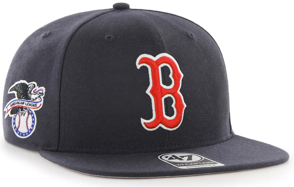 '47 MLB Sure Shot Captain Hat Adjustable Structured 6-Panel Snapback Hat Cap, Adult One Size Fits All (One Size, Boston Red Sox)