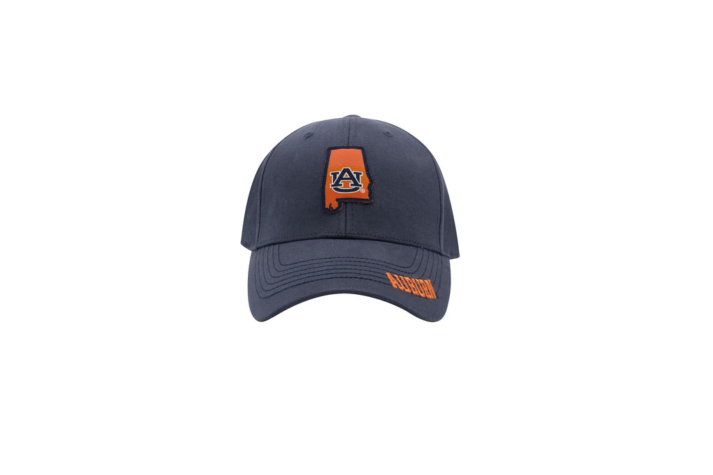 Oficially Licensed State Shape Logo Baseball Hat - Adjustable Classic Embroidered Team Cap (Auburn)