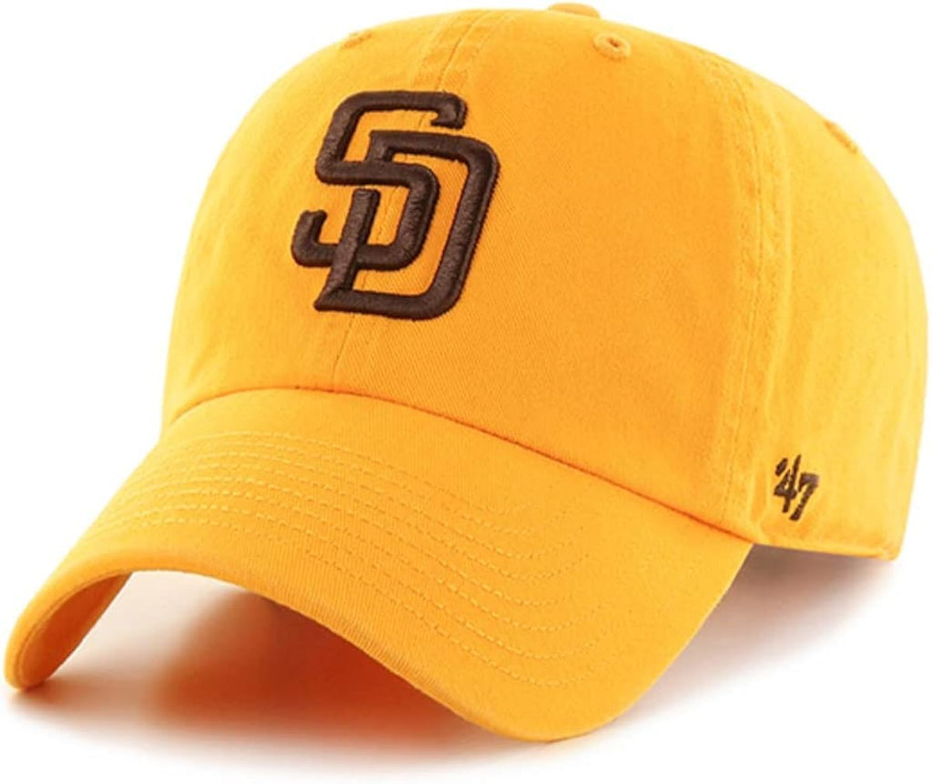 47 MLB Unisex-Adult Alternate Color Clean Up Adjustable Hat Cap - One Size (US, Alpha, One Size, San Diego Padres - Yellow Gold)