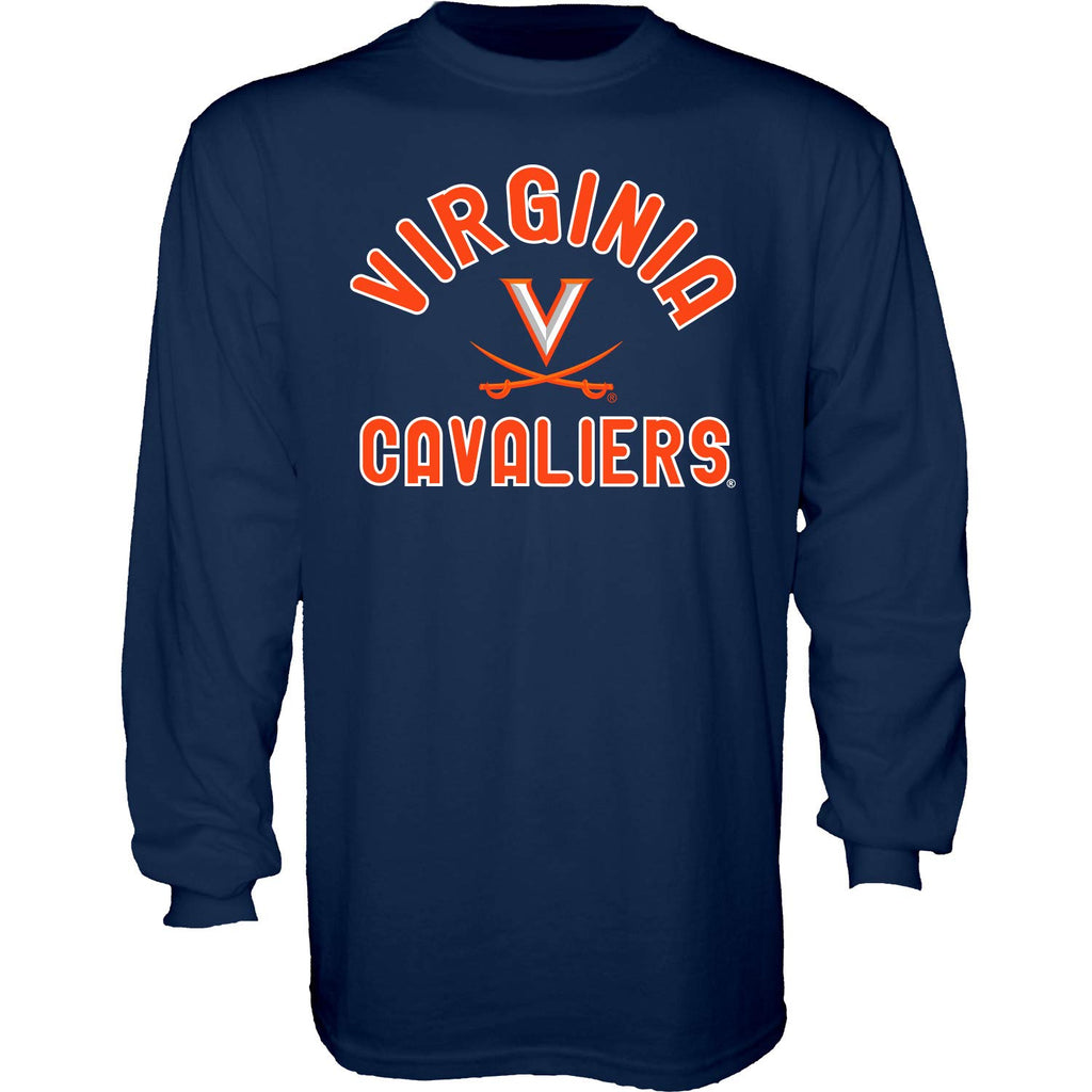 Blue 84 Men's Virginia Cavaliers Long Sleeve T Shirt Line Up Team Color, Virginia Cavaliers Navy, Large