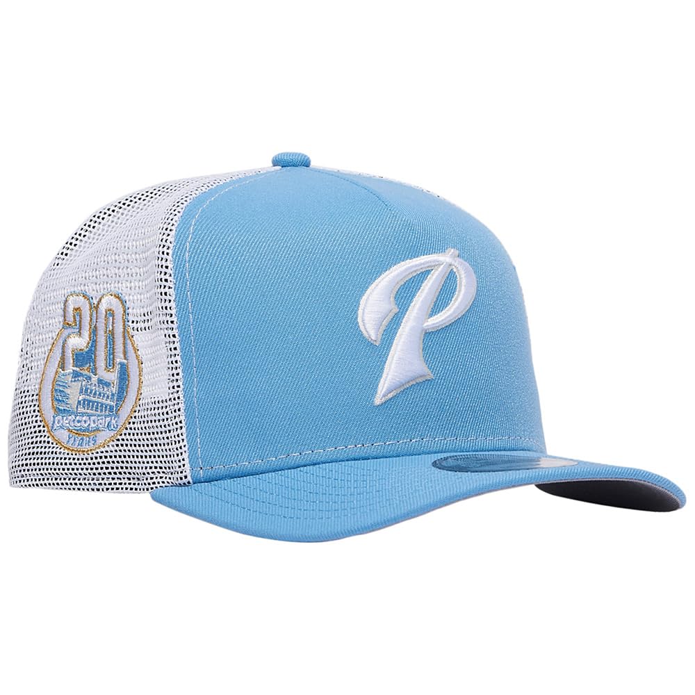New Era SD San Diego Padres 9FIFTY A-Frame Cooperstown Gold Petco Park 20th Anniversary Trucker Cap, Adjustable Hat