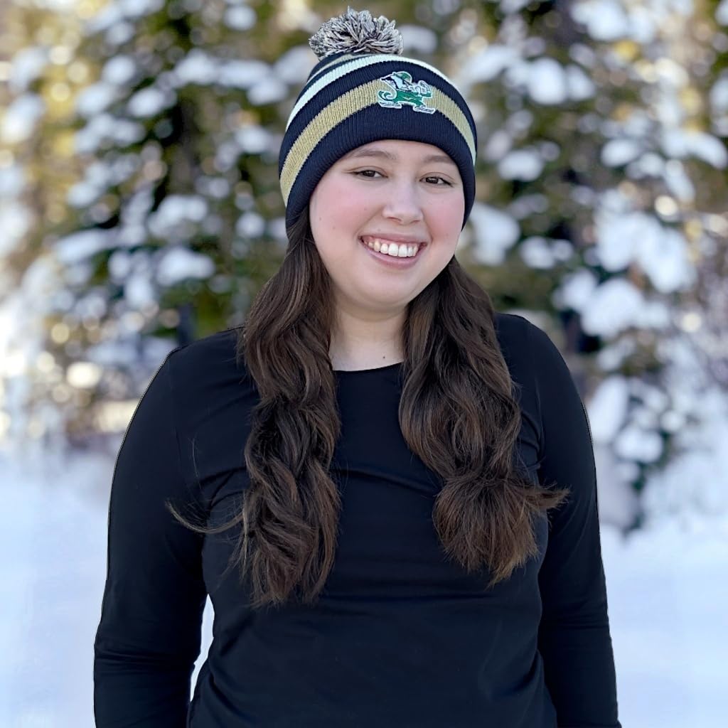 LogoFit Winter Hat for Men and Women - Knit Pom Beanie (Notre Dame)