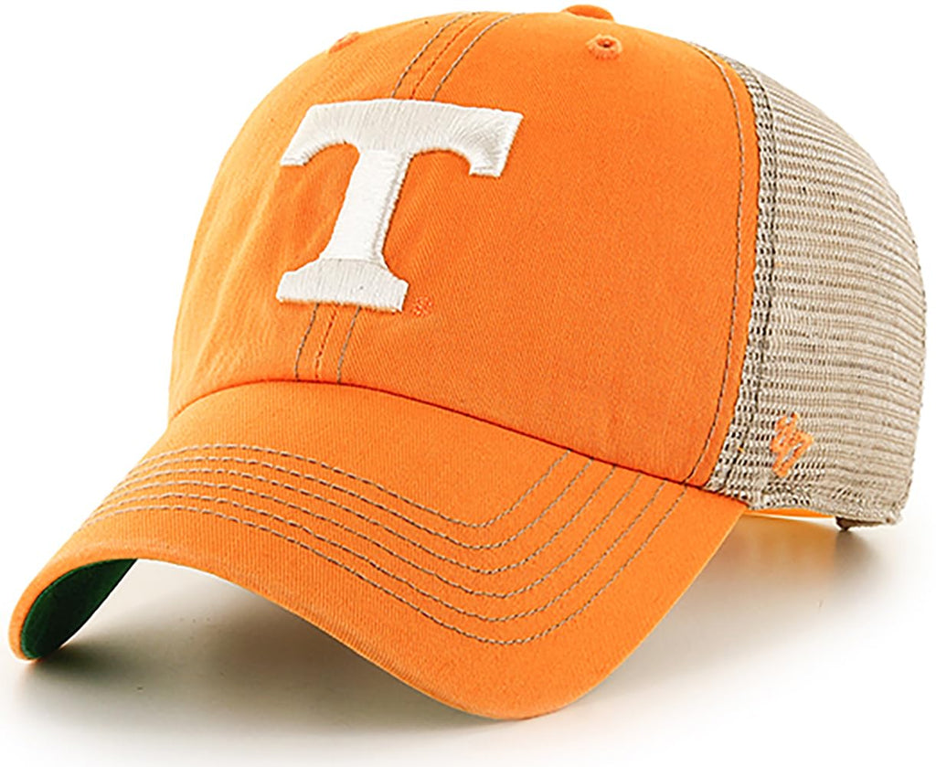 47 NCAA Trawler Primary Logo Team Color Mesh Trucker Clean Up Adjustable Hat, Adult One Size Fits All - Tennessee Volunteers Orange