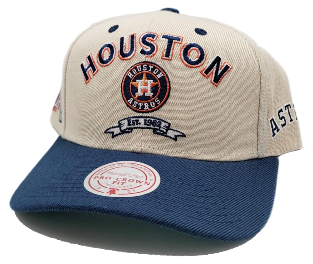 Mitchell & Ness Houston Astros New MLB Legacy Defined Cream Blue Era Pro Snapback Hat Cap