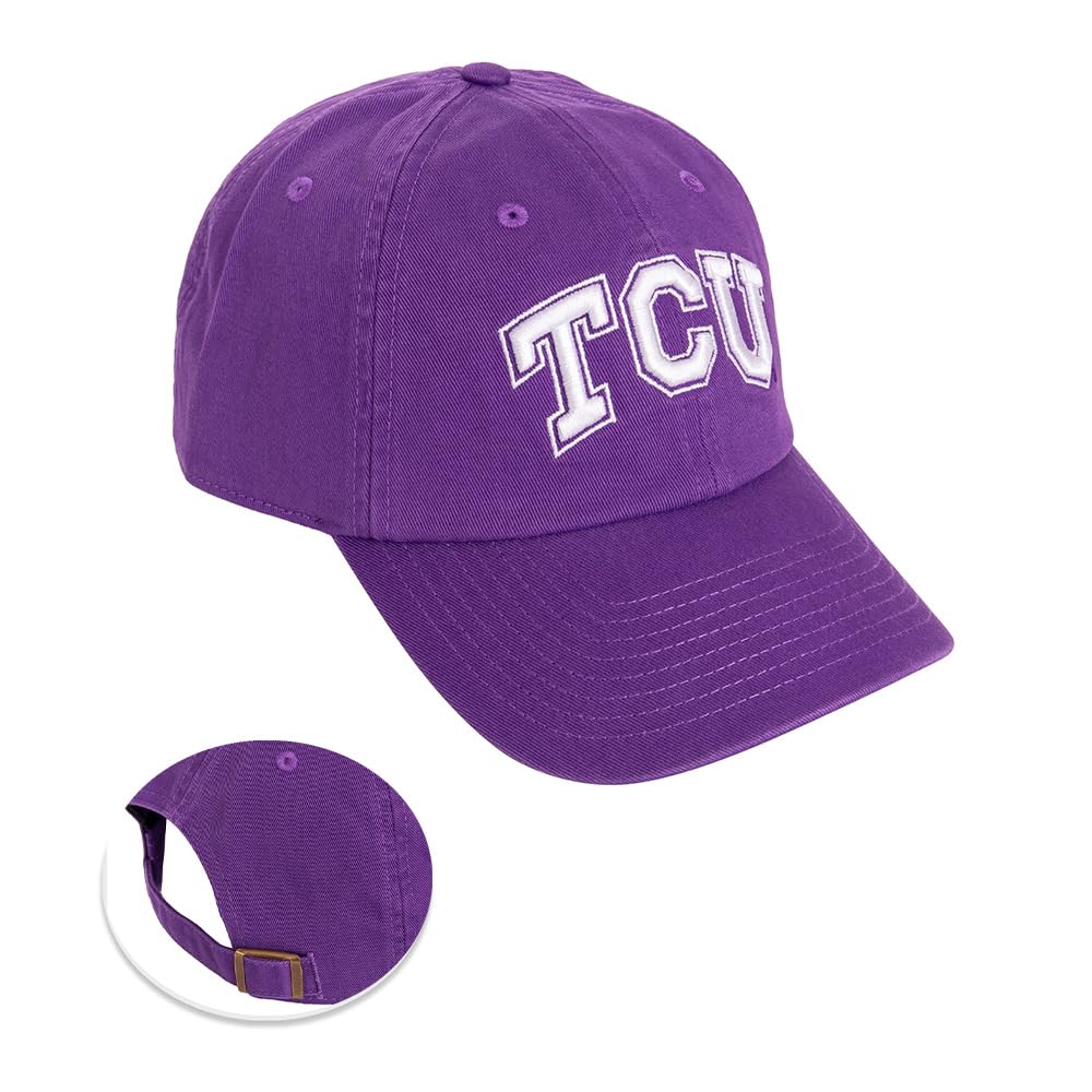 Desert Cactus TCU Texas Christian University Baseball Hat Horned Frogs Brimmed Embroirderd Hats Cap Adjustable Cloth Strap Adult (Style A1) Purple