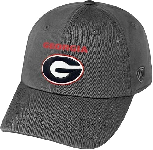 Collegiate Charcoal Team Arch Adjustable Hats (US, Alpha, One Size, Georgia)