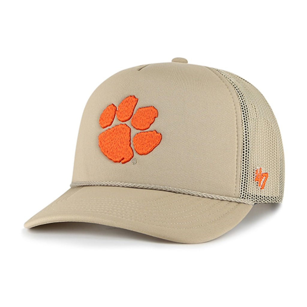 47 Brand NCAA Unisex NCAA Unisex Khaki Primary Logo Foam Trucker Adjustable Mesh Snapback Hat Adult One Size Fits All - Clemson Tigers - Khaki