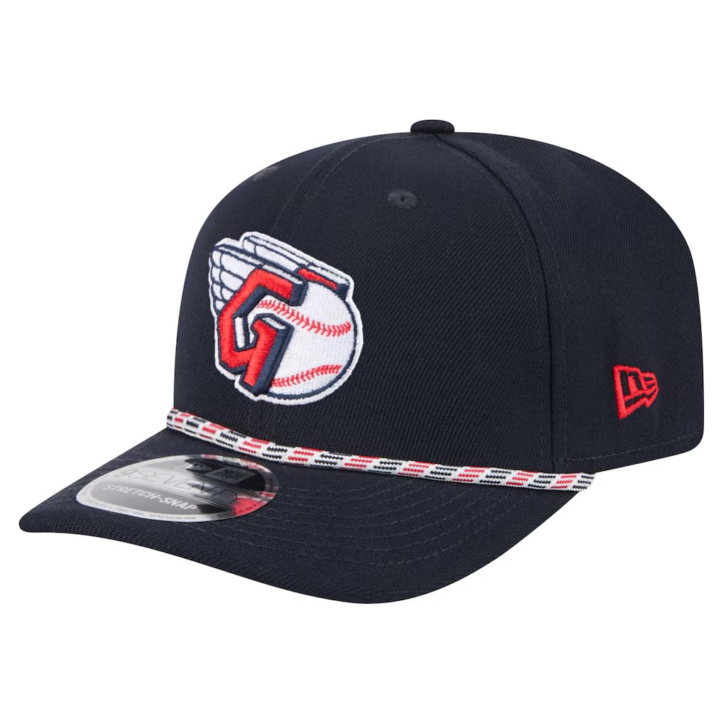 New Era Unisex-Adult MLB Team Color Gameday Multi Rope 9SEVENTY Baseball Stretch Adjustable Snapback Hat One Size Fits All - Navy - Cleveland Guardians
