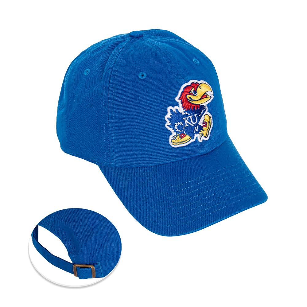 Desert Cactus University of Kansas Baseball Hat Jayhawks KU Brimmed Embroidered Hats Cap Adjustable Cloth Strap Adult (Style A1) Black