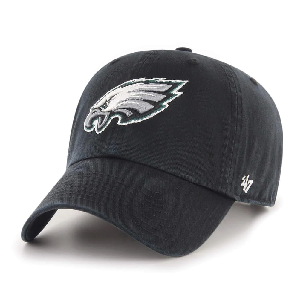 47 NFL Unisex Adult Alternate Clean Up Primary Logo Adjustable Hat Cap One Size (US, Alpha, One Size, Philadelphia Eagles - Black, Philadelphia Eagles)