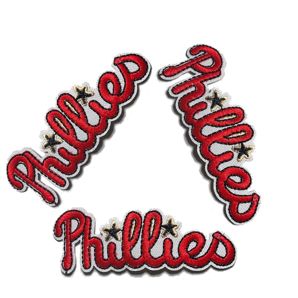 Yerchic Phillies Patch Iron On Sew On Embroidered Patches for Jacket Shirts Jeans Backpack Sewing Decorating DIY Craft 3.5 * 1.2IN