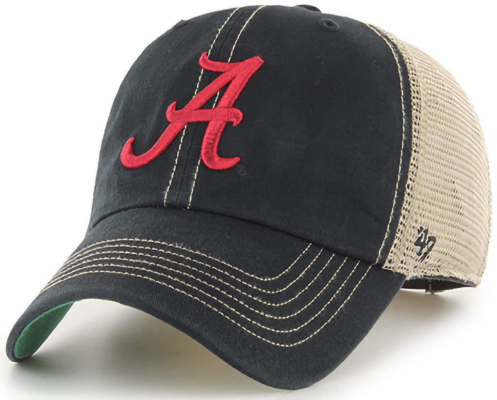 '47 NCAA Trawler Team Color Mesh Trucker Clean Up Adjustable Hat, Adult One Size Fits All (Alabama Crimson Tide Black)
