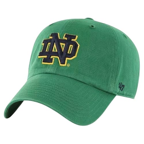 47 NCAA Unisex-Adult Clean Up Adjustable Hat Cap (US, Alpha, One Size, Notre Dame Fighting Irish - Kelly Green Alternate, One Size)