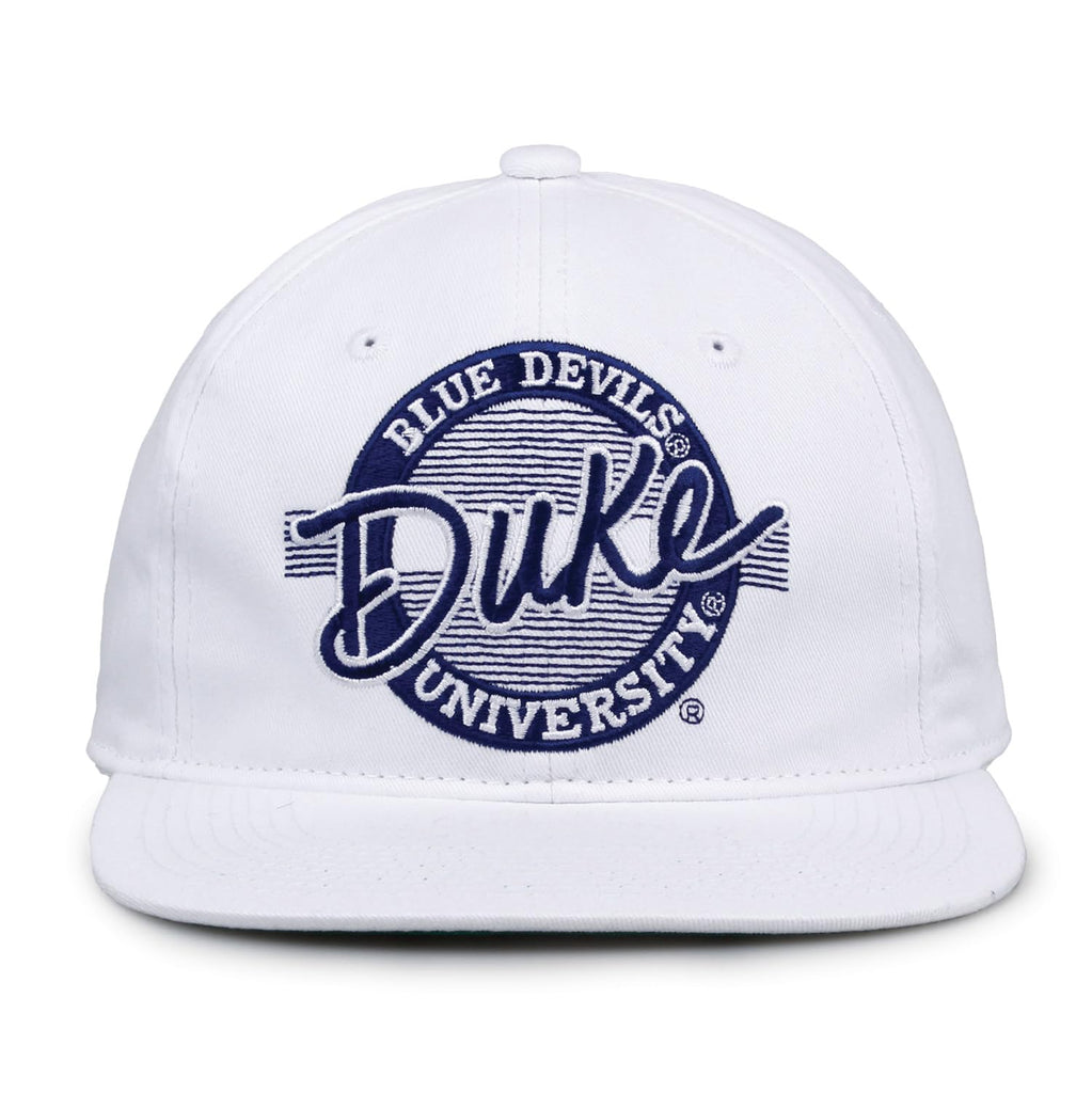 The Game NCAA Duke Blue Devils Retro Circle Design Hat, Adjustable One Size, White