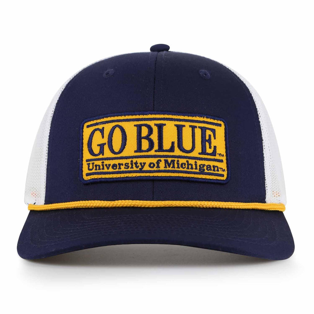 The Game NCAA Adult Elite Everyday Adjustable Mesh Trucker Hat, Mesh Snapback Performance Sweatband & Unisex Fit (Michigan Wolverines - Navy, Adult Adjustable)