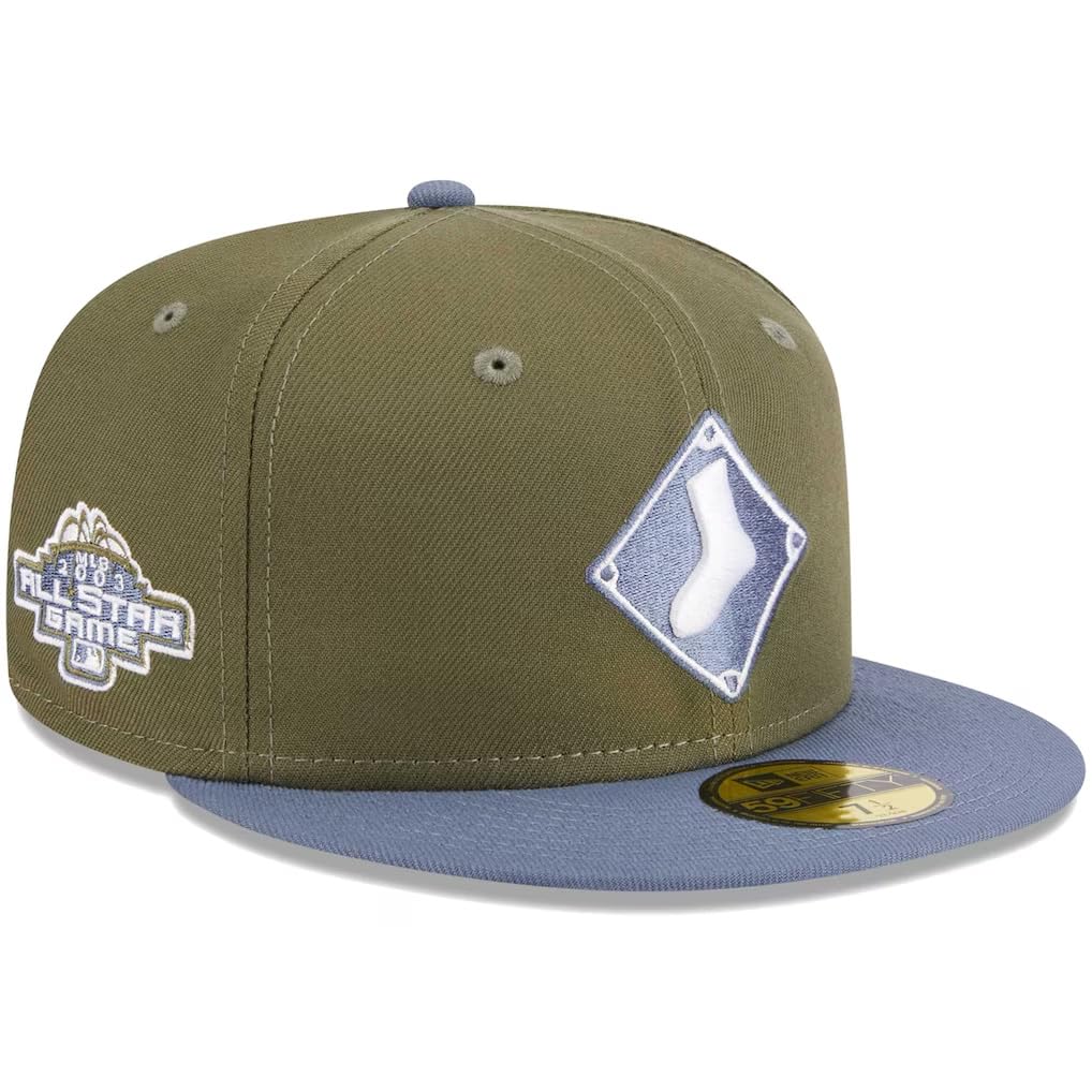 New Era Chicago White Sox 59FIFTY 2003 All-Star Game Side Patch Fitted Cap, Hat (US, Numeric, 7 3/8, Olive Blue)