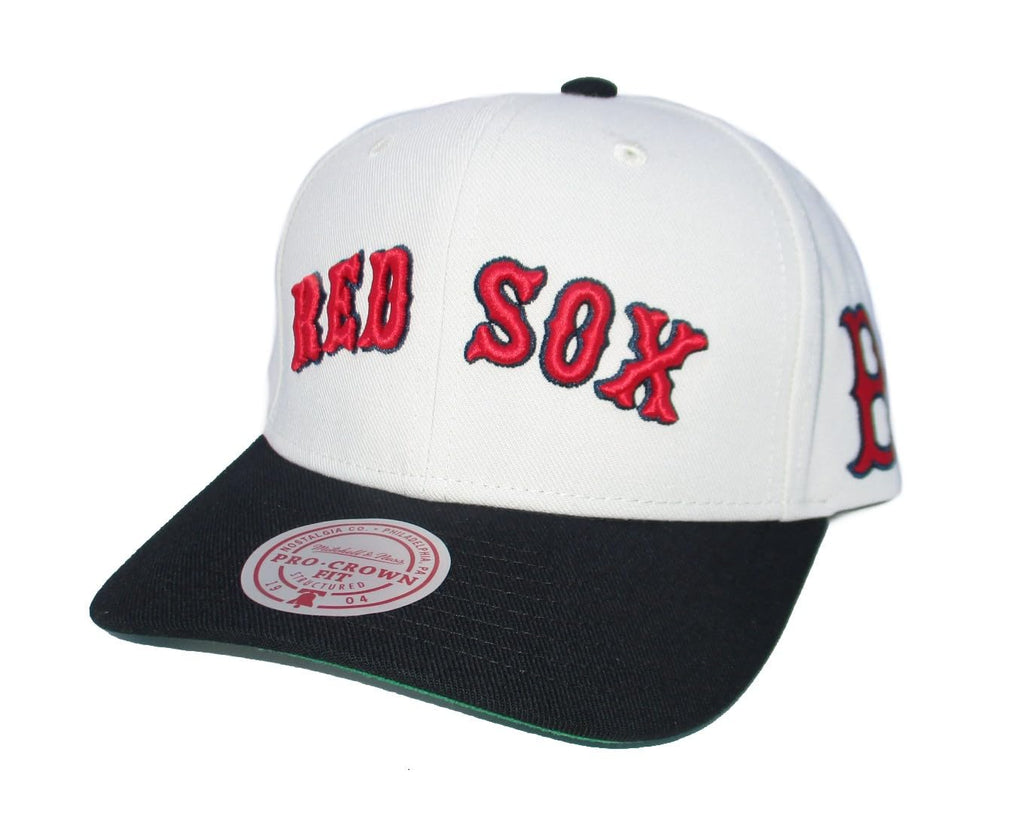 Mitchell & Ness MLB Off Word Pro Snapback Adjustable Hat Cap - Off White (US, Alpha, One Size, Off White, Boston Red Sox)