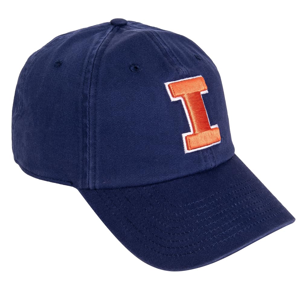 Desert Cactus University of Illinois Baseball Hat Fighting Illini U of I Brimmed Embroidered Hats Cap Adjustable Cloth Strap Adult (Style A1) Blue